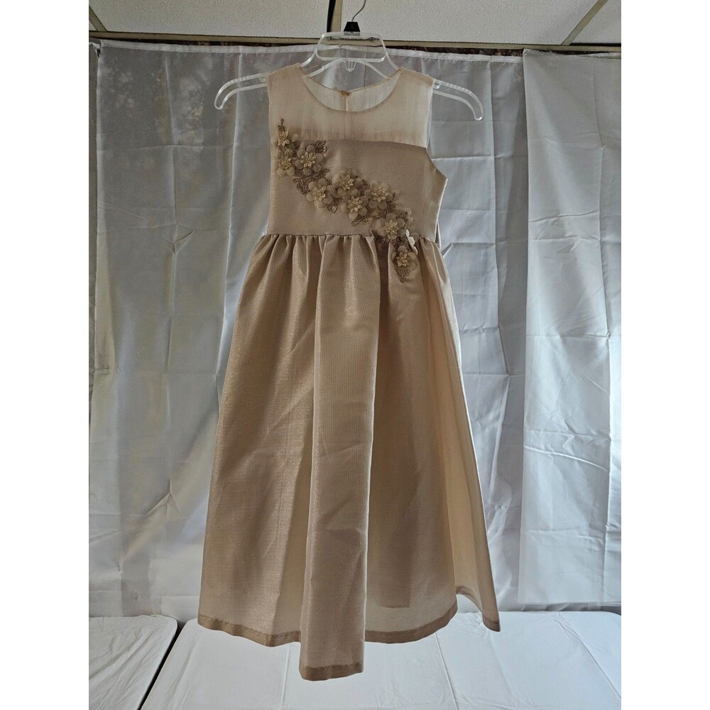 Bonnie Jean Gold flower formal dress size 8